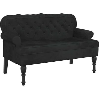 vidaXL Indoor Bankje mit Rückenlehne - Samt Schwarz - 119,5x64,5x75 cm vidaXL Indoor Bankje mit Rückenlehne - Samt Schwarz - 119,5x64,5x75 cm