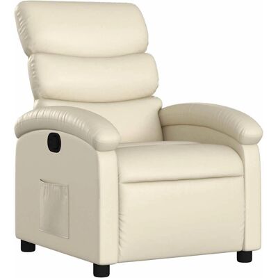 vidaXL Fauteuil relax en cuir synthétique crème - Fauteuil relax - Publicité vidaXL Fauteuil relax en cuir synthétique crème - Fauteuil relax - Publicité