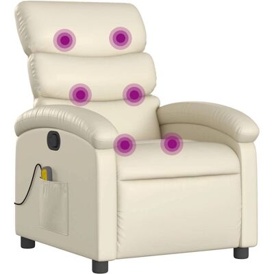 vidaXL Fauteuil Massant Reclinable Crème - Siège Relax avec Massage - Publicité vidaXL Fauteuil Massant Reclinable Crème - Siège Relax avec Massage - Publicité