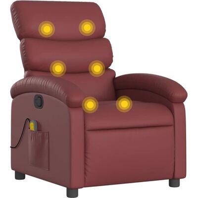 vidaXL Relaxsessel Kunstleder Weinrot - Massage vidaXL Relaxsessel Kunstleder Weinrot - Massage
