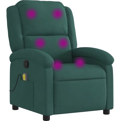 vidaXL Fauteuil de massage en velours vert foncé - Modèle 906616 vidaXL Fauteuil de massage en velours vert foncé - Modèle 906616