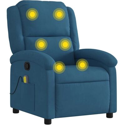 vidaXL Model 955335 Blau Fluwelen Relaxfauteuil - Massage Fauteuil vidaXL Model 955335 Blau Fluwelen Relaxfauteuil - Massage Fauteuil