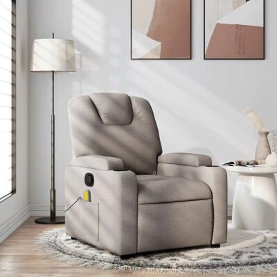 vidaXL Relaxfauteuil Reclinabel Massage Taupe - Relaxstoel vidaXL Relaxfauteuil Reclinabel Massage Taupe - Relaxstoel