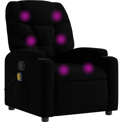 Fauteuil inclinable de massage en tissu noir VidaXL - Noir - Publicité Fauteuil inclinable de massage en tissu noir VidaXL - Noir - Publicité