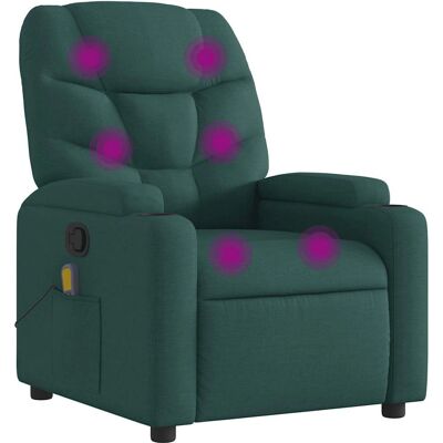 vidaXL Fauteuil de massage inclinable en tissu vert foncé - Relaxsessel - Publicité vidaXL Fauteuil de massage inclinable en tissu vert foncé - Relaxsessel - Publicité