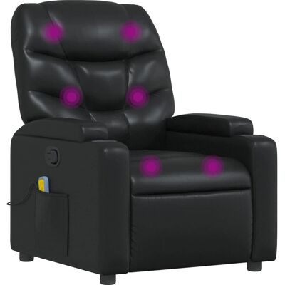 Sillón de masaje reclinable en cuero sintético negro VidaXL - Relax, Negro Sillón de masaje reclinable en cuero sintético negro VidaXL - Relax, Negro