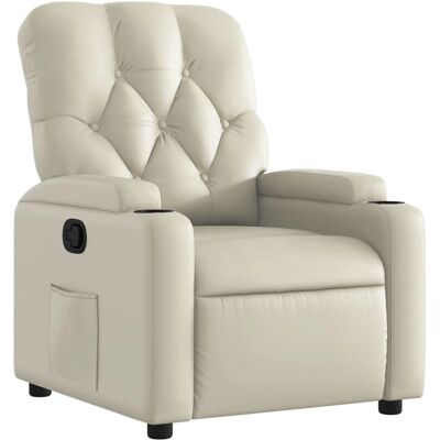 Vidaxl - Fauteuil inclinable en cuir synthétique crème - Publicité Vidaxl - Fauteuil inclinable en cuir synthétique crème - Publicité