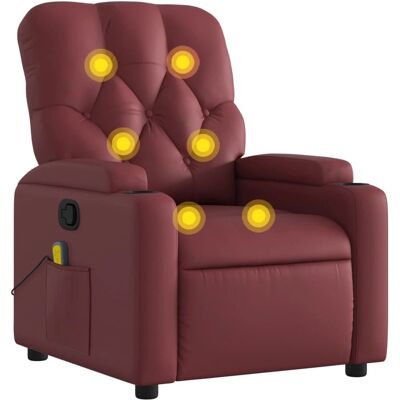 vidaXL Relaxsessel Kunstleder Weinrot Mit Massage vidaXL Relaxsessel Kunstleder Weinrot Mit Massage