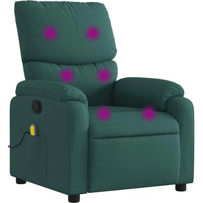 vidaXL Relaxsessel Stoff Dunkelgrün - Mit Massage, Manuell Neigesystem vidaXL Relaxsessel Stoff Dunkelgrün - Mit Massage, Manuell Neigesystem