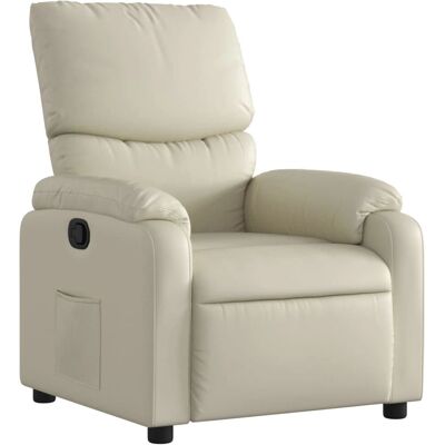 Fauteuil inclinable en cuir synthétique crema VidaXL - Repos manuel - Publicité Fauteuil inclinable en cuir synthétique crema VidaXL - Repos manuel - Publicité