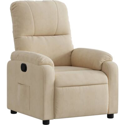 vidaXL Fauteuil d'accent - Repose-pied manuel - Microfibre Crème - Confortable et Durable - Publicité vidaXL Fauteuil d'accent - Repose-pied manuel - Microfibre Crème - Confortable et Durable - Publicité