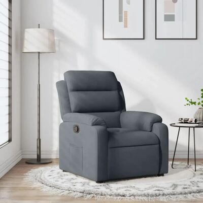 Fauteuil inclinable en velours gris foncé - vidaXL - Fonction manuelle - Publicité Fauteuil inclinable en velours gris foncé - vidaXL - Fonction manuelle - Publicité