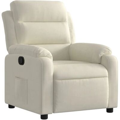 VidaXL Fauteuil d'accent - Velours crème - Repose-pied confortable - Publicité VidaXL Fauteuil d'accent - Velours crème - Repose-pied confortable - Publicité
