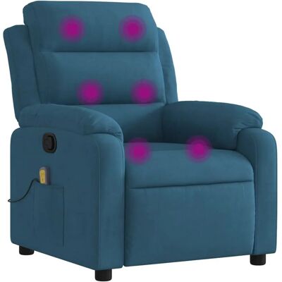 VidaXL Verstelbare Massagestoel - Blauw Fluweel - Massagestoel VidaXL Verstelbare Massagestoel - Blauw Fluweel - Massagestoel