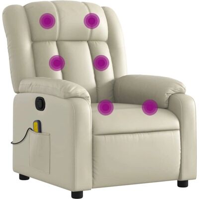Sillón reclinable de masaje cuero sintético crema VidaXL - Publicité Sillón reclinable de masaje cuero sintético crema VidaXL - Publicité