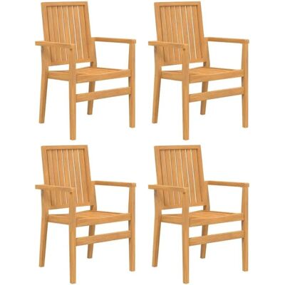 vidaXL 4 Stapelbare Teak-Gartenstühle - Gartenstühle vidaXL 4 Stapelbare Teak-Gartenstühle - Gartenstühle