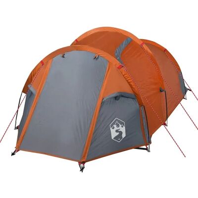 vidaXL Camping Tent 4 Personen Grijs & Oranje - Tent voor Kamperen vidaXL Camping Tent 4 Personen Grijs & Oranje - Tent voor Kamperen