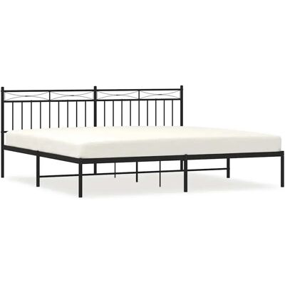 vidaXL Bettgestell 193x203cm mit Kopfteil - Schwarz - Bettgestell vidaXL Bettgestell 193x203cm mit Kopfteil - Schwarz - Bettgestell
