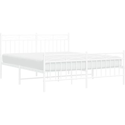 vidaXL Metal Bed Frame White 150x200 cm King Size - Bed Frame vidaXL Metal Bed Frame White 150x200 cm King Size - Bed Frame
