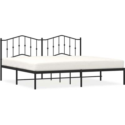 vidaXL Bettgestell - 193x203cm, Schwarz, mit Kopfteil vidaXL Bettgestell - 193x203cm, Schwarz, mit Kopfteil