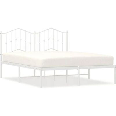 vidaXL Metallbettgestell Weiß - Bettgestell für 150x200 cm Matratze vidaXL Metallbettgestell Weiß - Bettgestell für 150x200 cm Matratze