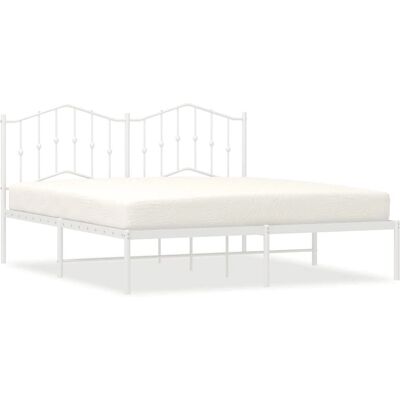vidaXL Bettgestell - Metall, Weiß, 183x213 cm, mit Kopfteil - Bettart vidaXL Bettgestell - Metall, Weiß, 183x213 cm, mit Kopfteil - Bettart