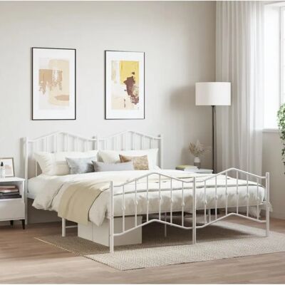 vidaXL Weißes Metallbettgestell - 183x213 cm - mit Kopf- und Fußteil vidaXL Weißes Metallbettgestell - 183x213 cm - mit Kopf- und Fußteil