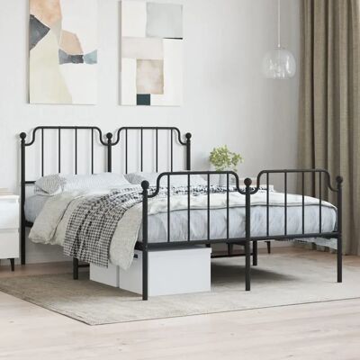 vidaXL metalen bedframe 140x190cm met hoofdbord en voeteneind - Bedframe vidaXL metalen bedframe 140x190cm met hoofdbord en voeteneind - Bedframe