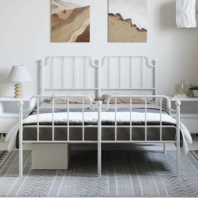 vidaXL Metallbettgestell Weiß 135x190 cm - Bettart vidaXL Metallbettgestell Weiß 135x190 cm - Bettart