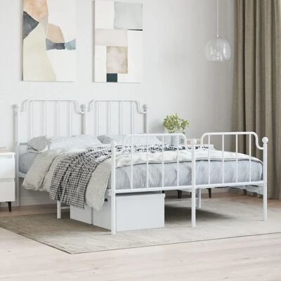 vidaXL Metallbett Weiß 140x190 cm - Bettart vidaXL Metallbett Weiß 140x190 cm - Bettart