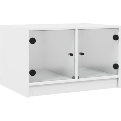 vidaXL Weiße Couchtisch mit Glastüren - 68x50x42 cm - Beistelltisch vidaXL Weiße Couchtisch mit Glastüren - 68x50x42 cm - Beistelltisch