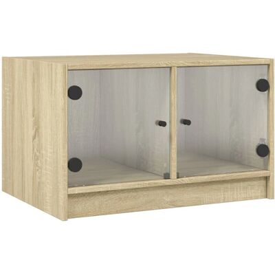 vidaXL Sonoma Eichen Couchtisch mit Glastüren - Beistelltisch vidaXL Sonoma Eichen Couchtisch mit Glastüren - Beistelltisch