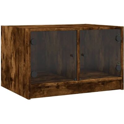 vidaXL Rauch-Eiche Couchtisch mit Glastüren - Couchtisch vidaXL Rauch-Eiche Couchtisch mit Glastüren - Couchtisch