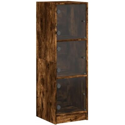 vidaXL Füstös Eichen Highboard mit Glastüren - Highboard vidaXL Füstös Eichen Highboard mit Glastüren - Highboard