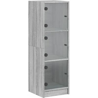 vidaXL Hochboard mit Glastüren Grau Sonoma - Sideboard vidaXL Hochboard mit Glastüren Grau Sonoma - Sideboard