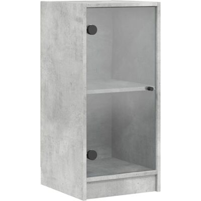 vidaXL Seitenschrank mit Glastüren Beton Grau - Wohnzimmerschrank vidaXL Seitenschrank mit Glastüren Beton Grau - Wohnzimmerschrank