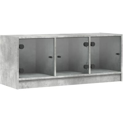 vidaXL 836409 Betonggrau TV-Schrank mit Glastüren - TV Schrank vidaXL 836409 Betonggrau TV-Schrank mit Glastüren - TV Schrank