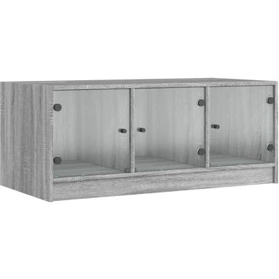 vidaXL Grauer Sonoma Couchtisch mit Glastüren - Couchtisch vidaXL Grauer Sonoma Couchtisch mit Glastüren - Couchtisch