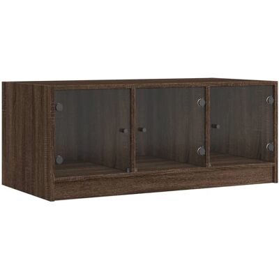 vidaXL Couchtisch mit Glastüren Braun Eichenholz - Couchtisch vidaXL Couchtisch mit Glastüren Braun Eichenholz - Couchtisch