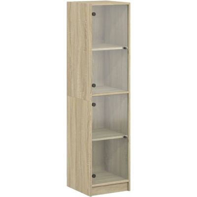 vidaXL Sonoma Credenza - Glazen Deuren - 35x37x142 cm vidaXL Sonoma Credenza - Glazen Deuren - 35x37x142 cm