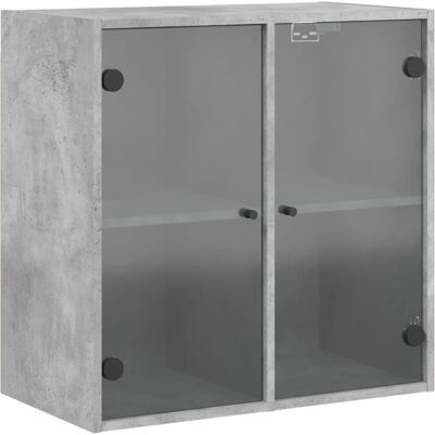 vidaXL Wall Cabinet with Glass Doors Concrete Grey - Bathroom Storage vidaXL Wall Cabinet with Glass Doors Concrete Grey - Bathroom Storage