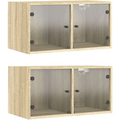 armarios de pared Sonoma Oak 2 piezas - Armario con puertas de vidrio armarios de pared Sonoma Oak 2 piezas - Armario con puertas de vidrio