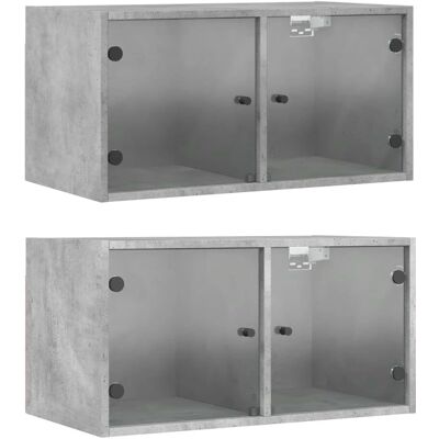 vidaXL Armarios de Pared 2 uds Gris Cemento - Armarios de Pared vidaXL Armarios de Pared 2 uds Gris Cemento - Armarios de Pared