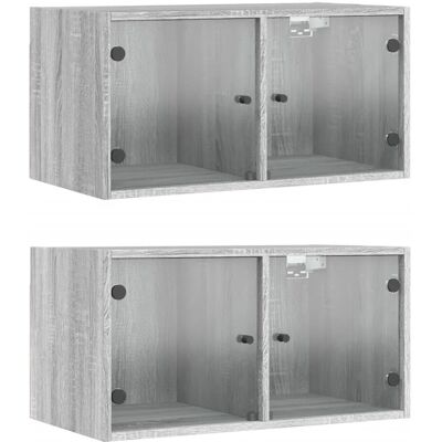 vidaXL Wall Cabinets Grey Sonoma 68.5x37x35 cm - Wall Storage Furniture vidaXL Wall Cabinets Grey Sonoma 68.5x37x35 cm - Wall Storage Furniture