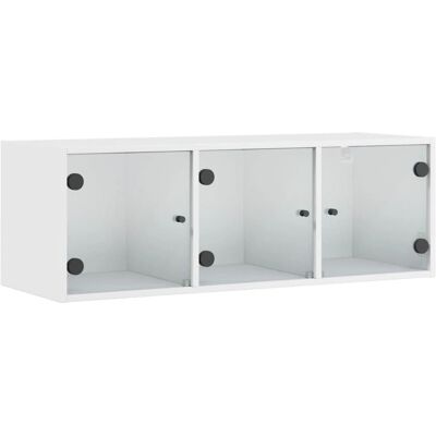vidaXL Wit Wandkast met Glazen Deuren - Wandopbergmeubel vidaXL Wit Wandkast met Glazen Deuren - Wandopbergmeubel