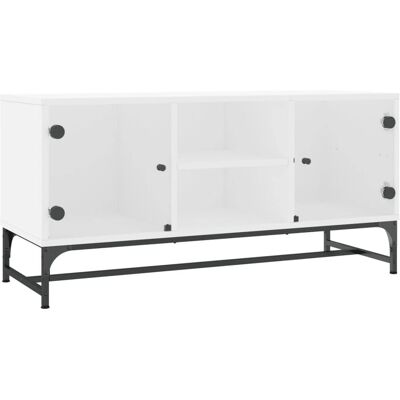 vidaXL Weißes TV-Schrank mit Glastüren - 102x37x50cm - Fernsehmöbel vidaXL Weißes TV-Schrank mit Glastüren - 102x37x50cm - Fernsehmöbel