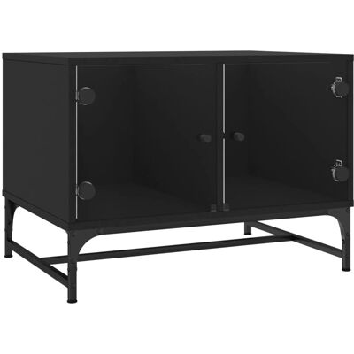 vidaXL 836540 Couchtisch Schwarz Glas Tür Modernes Design vidaXL 836540 Couchtisch Schwarz Glas Tür Modernes Design