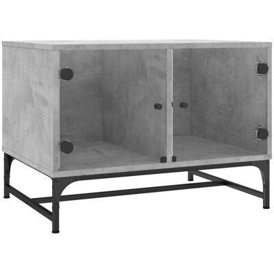 vidaXL Couchtisch mit Glastüren Beton Grau - Beistelltisch vidaXL Couchtisch mit Glastüren Beton Grau - Beistelltisch