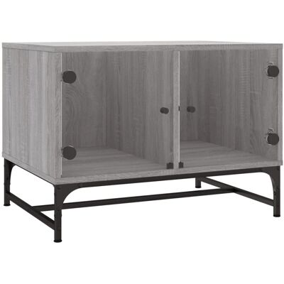 vidaXL Graues Sonoma Couchtisch mit Glastüren - Beistelltisch vidaXL Graues Sonoma Couchtisch mit Glastüren - Beistelltisch