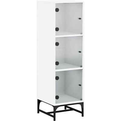 vidaXL Highboard mit Glastüren Weiß - Wohnzimmer Sideboard vidaXL Highboard mit Glastüren Weiß - Wohnzimmer Sideboard